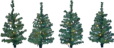 Lichterbäumchen Gartenstecker 50 cm - 4er Set / 40 LED - Weihnachts Deko Garten Beleuchtung - Künstliche Tannenbäume beleuchtet LED Tanne Weihnachtsbaum Stecker für draußen