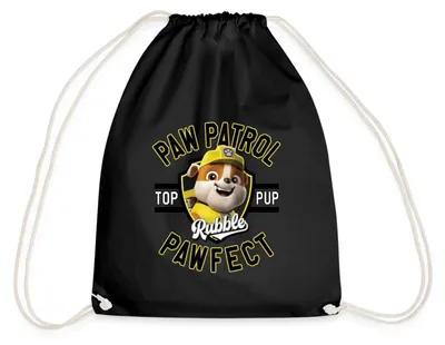 Produktbild von Spreadshirt Paw Patrol Rubble Pawfect Turnbeutel, One size, Schwarz