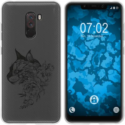 Produktbild von PhoneNatic Case kompatibel mit Xiaomi Pocophone F1 Silikon-Hülle Floral Katze M2-1