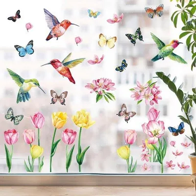 Produktbild von Zweisseitige Blumen Fensterdeko Selbstklebend Frühling Sommer