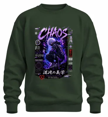Obrázok produktu pre CHAOS – Mikina s kapucňou, štýl techwear, Japonsko, Y2K, cyberpunk, farba: sýto zelená, veľkosť: S