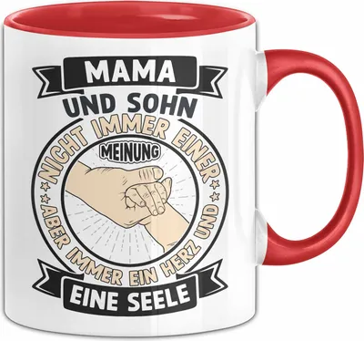 Produktbild von Mama Und Sohn Tasse Geschenk Muttertag Geschenkidee Von Sohn An Mutter (Rot)