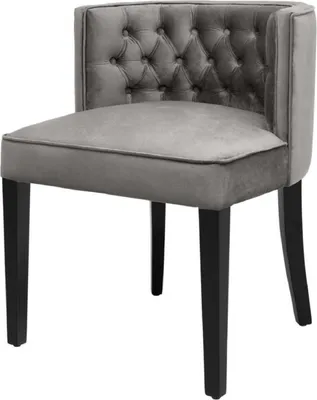 Produktbild von Casa Padrino Luxus Chesterfield Esszimmerstuhl Grau / Schwarz 60 x 58 x H. 77 cm - Esszimmermöbel