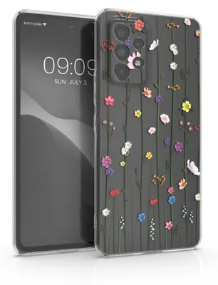 Produktbild von kwmobile Case kompatibel mit Samsung Galaxy A53 5G - Hülle Silikon transparent Wildblumen Ranke Mehrfarbig Transparent