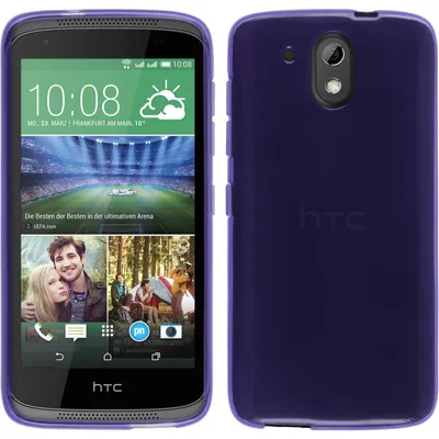 Produktbild von PhoneNatic Case kompatibel mit HTC Desire 526G+ - lila Silikon Hülle transparent + 2 Schutzfolien