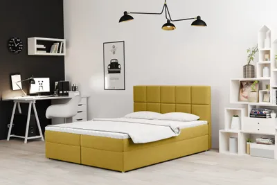 Produktbild von Boxspringbett Schlafzimmerbett FRASCO 120x200cm in Stoff Soro Gelb