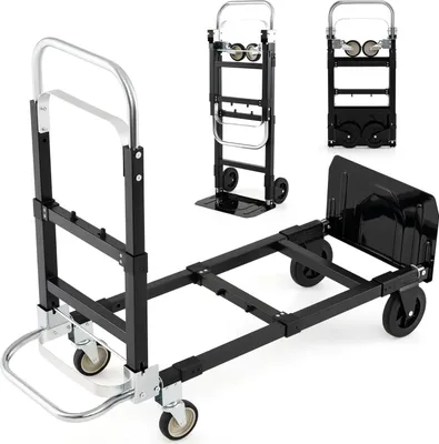 Produktbild von Schwerlast-Klappwagen, 3-in-1, verstellbarer Griff, Schwarz