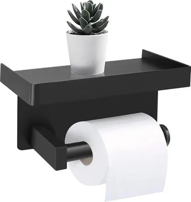 Produktbild von Famanu Toilettenpapierhalter Edelstahl SUS304 mit Ablage - Wandmontage