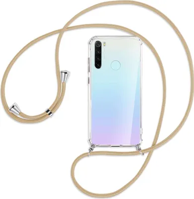 Produktbild von Handykette Backcover-Schutzhülle mit Band (Metall silberfarben) für Xiaomi Redmi Note 8 - caramel