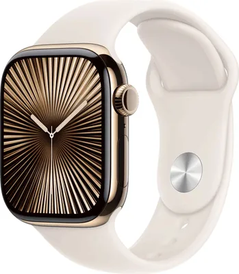 Obrázok produktu pre Apple Watch Series 10 GPS+ Cellular 42mm Gold Titanium Case with Starlight Sport Band