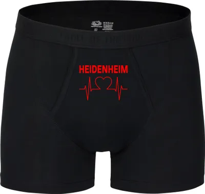 Produktbild von multifanshop Herren Boxer Short - Heidenheim - Herzschlag, schwarz, Größe XXL