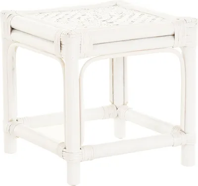 Produktbild von KRINES HOME Blumenständer / Blumenhocker / Beistelltisch aus Rattan (Weiß groß)