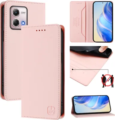 Produktbild von Lederhülle für Motorola Moto G Stylus 2023 4G Hülle Flip Brieftasche Kartenfächern Ständer Schutzhülle Pink