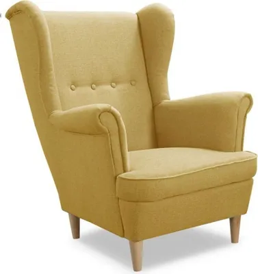 Produktbild von Easy4You Sessel Uszak Senf 82x100x86 cm, Relaxsessel, Skandinavischer Sessel, Moderner Polstersessel in Stoff Soro, Wohnzimmermöbel, Füße aus Holz