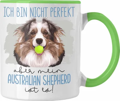 Produktbild von Trendation - Australian Shepherd Besitzer Tasse Geschenk Lustiger Spruch Geschenkidee Besitzerin Ich Bin Nicht Perfekt Aber Mein Australian Shepherd Ist Es (Grün)