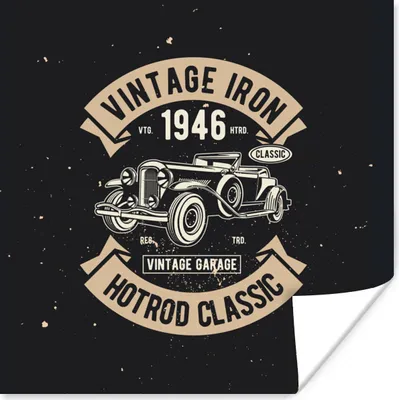 Produktbild von MuchoWow® Poster Mancave - Auto - Schwarz - Vintage 30x30 cm - Wandposter - Printing