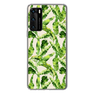 Produktbild von MuchoWow® Handyhülle Schutzhülle Hülle für Huawei P40 Palmenblatt - Muster - Tropisch Silikon Softcase Handy Hülle - Handytasche