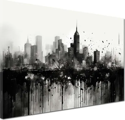 Produktbild von USA New York abstrakt schwarz weiss Wandbild Leinwandbild Kunstdruck XL: 120x80x2cm