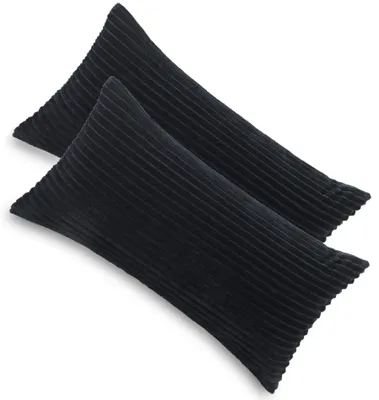 Produktbild von Kuscheli® 2er Set Kissenbezug im Doppelpack Cashmer Touch Fleece Kissenhülle, Sofakissen Kopfkissenbezug Kissenbezüge Couchkissen, Farbe:Schwarz, Größe:2x 40x80 cm