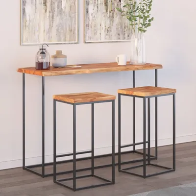 Produktbild von Möbel Tischplatte 120x40x2,5cm Rechteckig Massivholz Akazie Baumkante - Tischplatten &24415