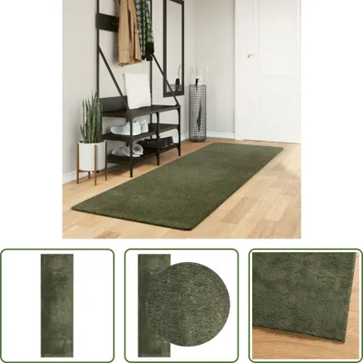 Zdjęcie produktu dla The Living Store Dywan HUARTE krótkie włosie miękki i zmywalny leśna zieleń 80x250 cm