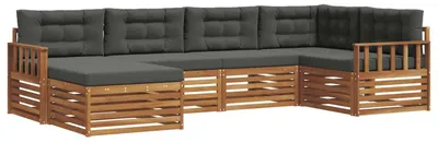 Image de vidaXL Ensemble de canapés d'extérieur avec coussins 6 pièces Nature et Anthracite