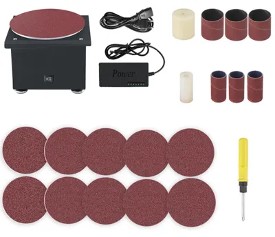 Obrázek produktu pro Mini kotoučová bruska, elektrická ořezávačka, 7 nastavitelných rychlostí, 10 brusných kotoučů, leštička a bruska na dřevo, kov, akrylát a kámen