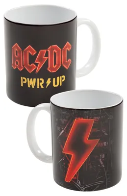 Produktbild von AC/DC Tasse - PWR/UP AC DC Kaffeetasse Becher Kaffeebecher aus Keramik Schwarz 320 ml