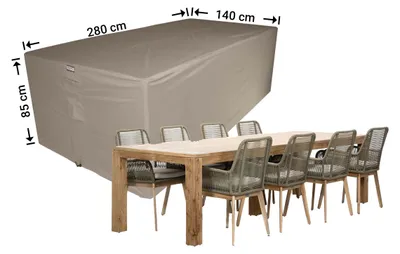 Produktbild von Raffles Covers Schutzhülle für Gartengarnitur 280 x 140 H: 85 cm | Atmungsaktiv | Wasserdicht | UV-beständig | Doppelnähte | Elastischer Kordelzug