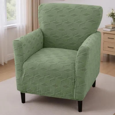 Image de Housse de canapé en stretch, protection pour canapé 1 place pour le salon,Vert olive