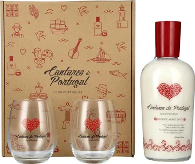 Image de Cantares de Portugal Licor de Arroz Doce 15% Vol. 0,7l en boîte cadeau avec 2 Verres