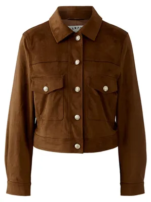 Produktbild von Kurze Damen Jacke in Velourslederoptik mit Kentkragen Fondue Fudge Gr. 40
