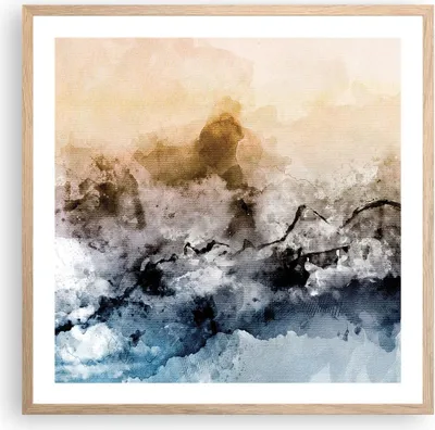 Produktbild von Gerahmtes Poster - Rahmen in heller Eiche - Abstraktion Wolken Berge - 60x60 cm - Wand Bild - Wanddeko - Wandbilder - Kunstposter - Wandposter - Bilderrahmen - Bilder - Kunstdruck - P2NAC60x60-4894