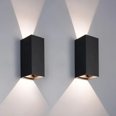Image de HOFTRONIC - Appliques murales LED 10W 3000K IP65 Noir lot de 2 dimmables