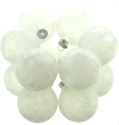 Produktbild von Christbaumkugeln Weiß mit Eislack Ø 6 cm aus Glas - 6er Set