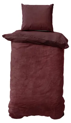 Produktbild von Müskaan 2 tlg Nicky Plüsch Bettwäsche 155x220 + 80x80 cm bordeaux  Cashmere Touch Winter Bettbezug Set mit Reißverschluss
