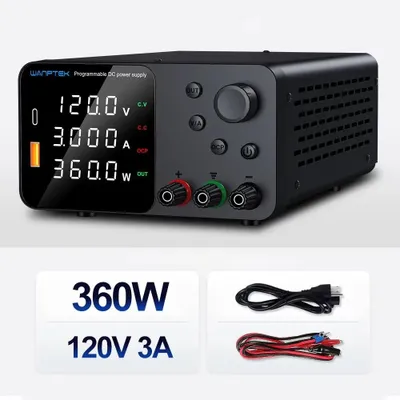 Image de Alimentation de laboratoire - Alimentation DC réglable - 0 à 120V, 0 à 3A - Tension et courant stabilisés - Sortie USB pour la charge - Prise européenne