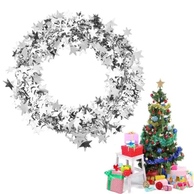 Sternengirlande, 7,5 m, Lametta, glitzernd, für Weihnachtsbaum