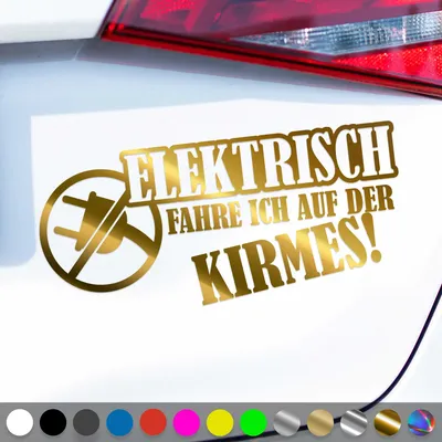 Produktbild von PantherPixel Elektrisch Aufkleber Fahre Ich Auf Der Kirmes Sticker Auto Geschenkidee Farbe Chrom-Gold