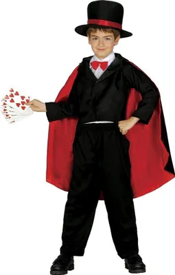 Produktbild von Fiestas Guirca - Der Zauberer-Kostüm für Kinder Set FG598 (128-134) (Schwarz/Rot)