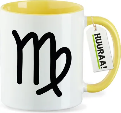Produktbild von Huuraa Kaffeetasse Jungfrau Sternzeichen Zeichen 330ml Gelb Keramik Kaffeebecher Geschenkidee