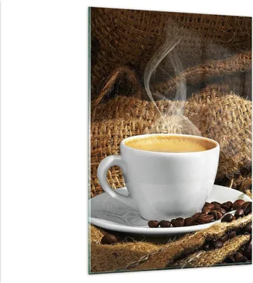 Produktbild von Bilder auf glas - Einteilig - Cappuccino Tasse Körner Beutel - 80x120cm - Glasbilder - Wandbilder - Bilder - Wanddekoration aus Glas - Glas Bilder - Wandbild auf Glas - GPA80x120-2383