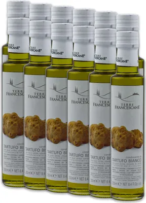 Produktbild von Food-United Weißer Trüffel-Öl 12x 250ml von TERRE FRANCESCANE extra Natives Olivenöl mit weißem Trüffel-Aroma Premium-Trüffelöl aus Italien für Feinschmecker-innen und Gourmetküche