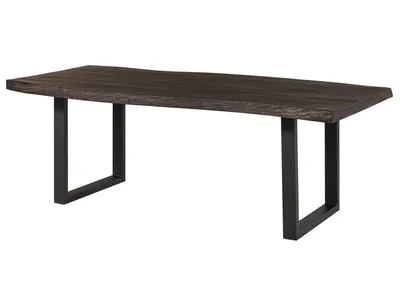 Image de MASSIVMOEBEL24 | Table à manger 200x100 en bois de manguier laqué gris taupe pieds en U anthracite mat FREEFORM 5