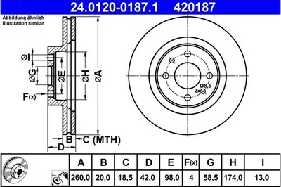 Image de ATE Disques de frein (2 pièces) 24.0120-0187.1