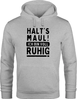 Produktbild von Hoodie Herren mit Spruch Halts Maul! ich bin voll ruhig Aufdruck lustig Kapuzen-Pullover Moonworks® grau S