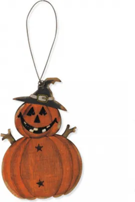 Produktbild von Halloween Holz Ornament Kürbis als Mitbringsel & Deko 8cm