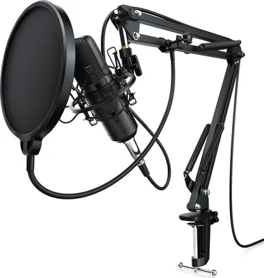 Produktbild von LIAM&DAAN Streaming-Mikrofon Set, mit Arm, Spinne & Popschutz Podcast Set, Kondensatormikrofon
