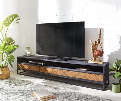 Produktbild von DELIFE Lowboard Famke 200 cm Mango Teak 2 Fächer 3 Schubladen
