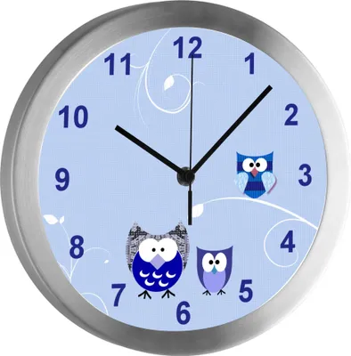 Produktbild von Funkuhr, Kinder Wanduhr, Kinderuhr, Kinderzimmer  Eule blau